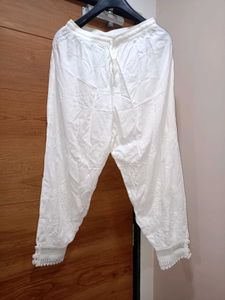 White Chikankari Embroidery Cotton Pant🤍