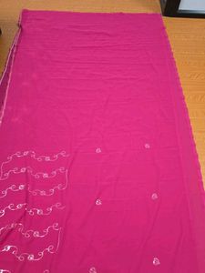 Magenta Floral  Embroidery Saree
