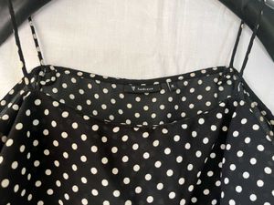 VanHeusen Black Polka Dot Cold Shoulder Top