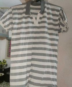 Co. Striped Polo Collar T SHIRT