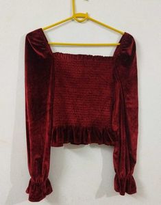 Red Velvet Long Sleeve Top