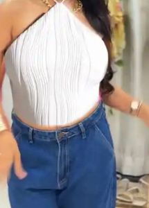 White Textured Tank Top