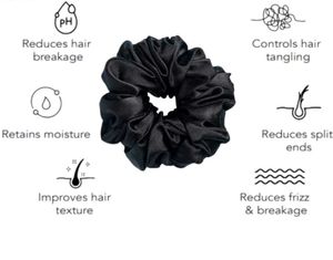 XXL SATIN BLACK Scrunchies,  Pack Of 3