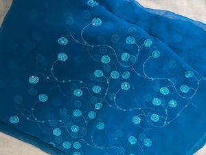 Blue Chiffon Saree