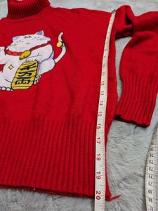 Red Lucky Cat Sweater