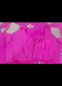 Pink Chiffon Sari With Blouse