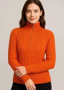 🧶 Orange Knit Korean Style Half-Zip Sweater 🧶