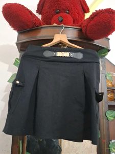 Black Mini Skirt with Buckle Detail