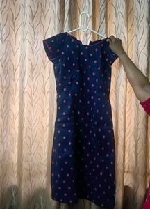 Stylish Navy Blue Printed Dress