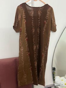 Floral Brown Kurta (with salwar and chunni)