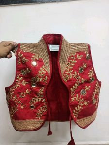 Red Worked Ethnic Overc Coat