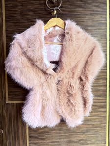 Pink Faux Fur Shawl/ Jacket wore once