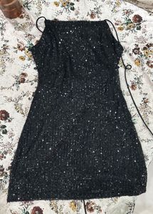 Sparkling Black Sequin Backless Mini Dress