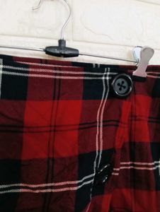 Red Plaid Wrap Mini Skirt