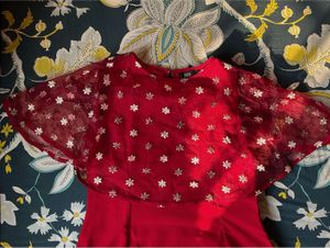 Indya Ethnic Gown M -Full Length,Bright Red Colour
