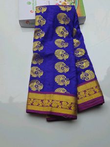 Elegant Blue &amp; Gold Sari