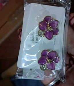 Floral Stud Earrings - Purple Petals
