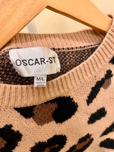 Leopard Print Knit Sweater (Imported)