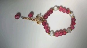 Beaded Charm Bracelets pair of three with floral c