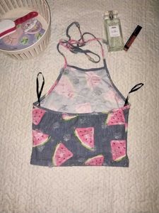 Cute Watermelon Print Halter Top