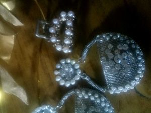 Mini Clature, Maang Tikka &amp; White Pearl Earrings