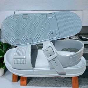 Gray Buckle Sandals