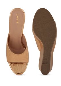 Bronze Snake-Print Platform Wedge Mules
