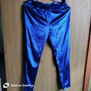 premium Blue Velvet Leggings
