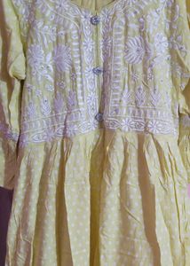 Yellow Embroidered Ethnic Gown