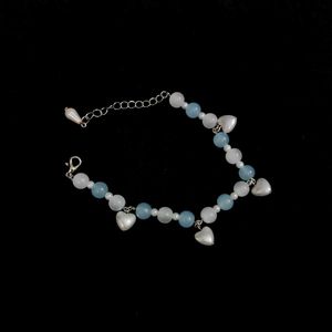 Handicrafted Blue and White Bracelet with Hearts
