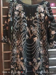 Black Embroidered Plazo Kurta Set