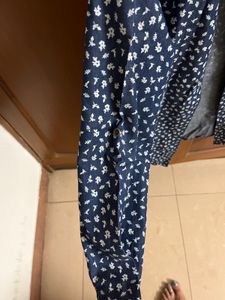 Faded Denim Cotton Shirt With Flowers Prints