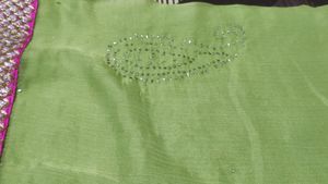 Beautiful Parrot Green Color Chiffon Saree