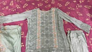 Pastel Green Salwar Set With Flawless Dupatta Pant