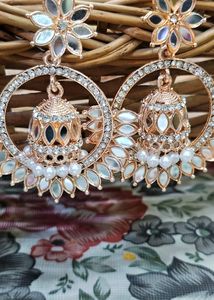 Rosegold Jhumki Chandbali Earrings