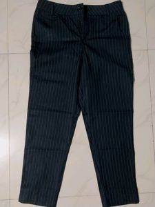 Black With Strip White Formal Pants For Women