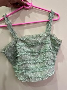 Ruffle Detail Crop Top