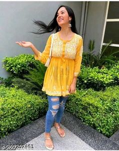 Chic Yellow Embroidered Top