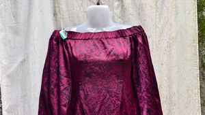 4538. Burgundy Off-Shoulder Dress