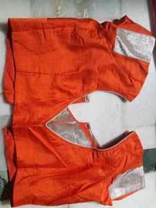 Orange And Beige Color Saree