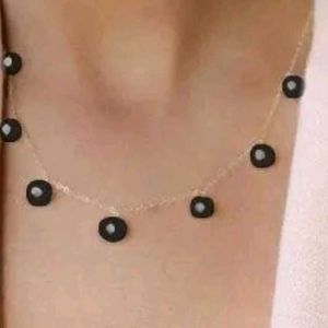 Gold Chain Black Bead Necklace