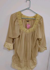 Vintage-Style Lace Trim Blouse