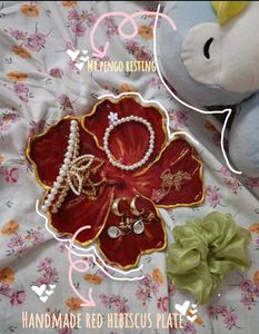 Red Hibiscus Jewellery Plate