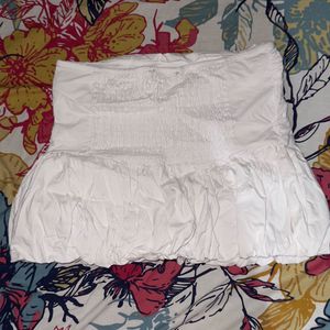 White Strapless Bubble Top