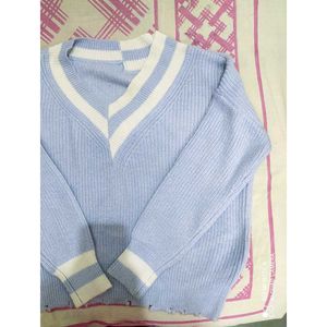 Cute Blue V-Neck Sweater