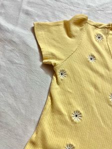 Butter Yellow Daisy Knit Baby Tee