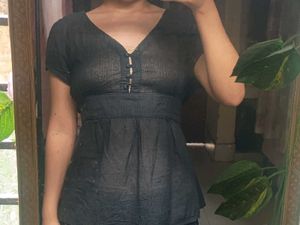 black baby doll top