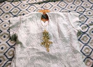 Elegant White &amp; Gold Anarkali