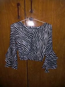 Zebra Print Wrap Top