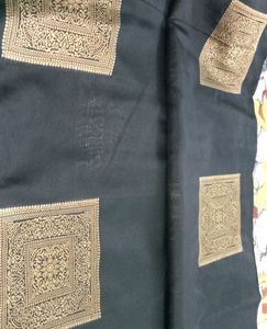 Black And Peach Colour Saree With Blouse